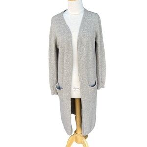 Nap Loungewear Relaxed Fit Long Cardigan Beige Open Front Pockets Cozy Warm Smll